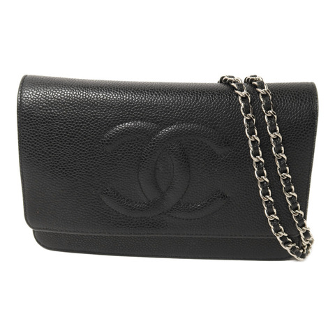 CHANEL 牛皮皮革Timeless CC Wallet On Chain銀扣鏈帶肩背袋