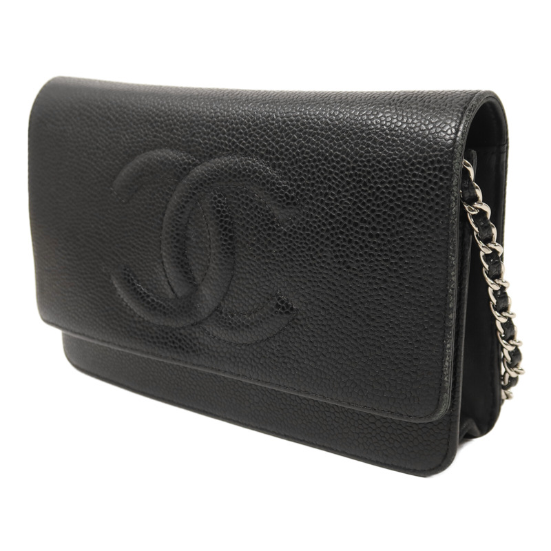 CHANEL 牛皮皮革Timeless CC Wallet On Chain銀扣鏈帶肩背袋-2
