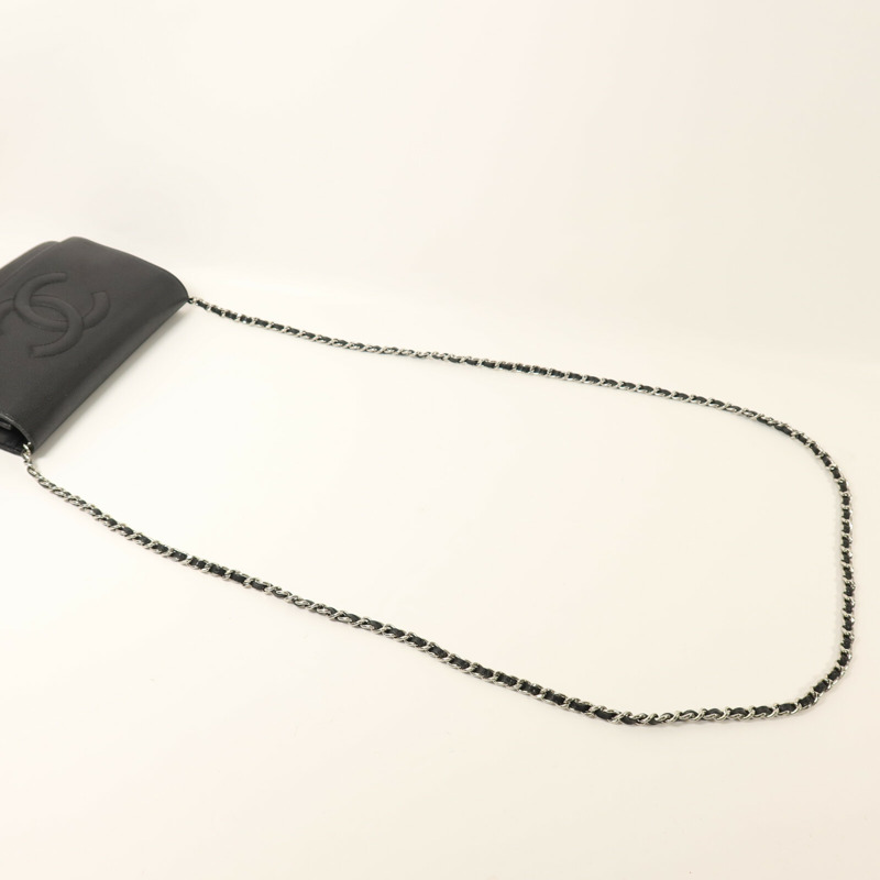 CHANEL 牛皮皮革Timeless CC Wallet On Chain銀扣鏈帶肩背袋-8