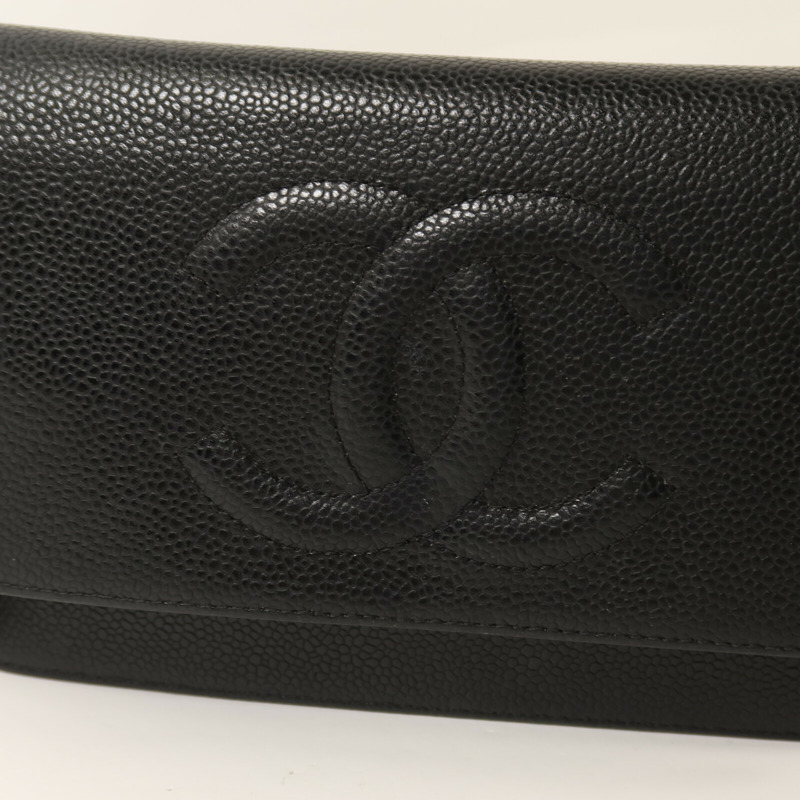 CHANEL 牛皮皮革Timeless CC Wallet On Chain銀扣鏈帶肩背袋-12