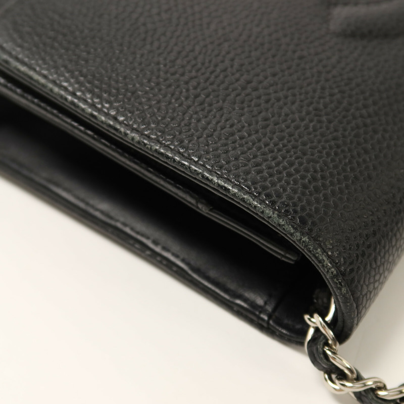 CHANEL 牛皮皮革Timeless CC Wallet On Chain銀扣鏈帶肩背袋-17