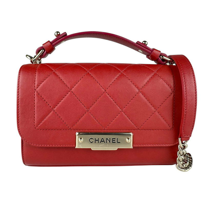 香奈兒 (Chanel) CHANEL 單肩包 Click Label 皮革紅色金色女士免運費 z9084-0