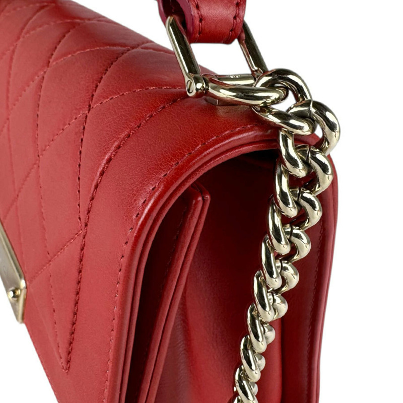 香奈兒 (Chanel) CHANEL 單肩包 Click Label 皮革紅色金色女士免運費 z9084-6