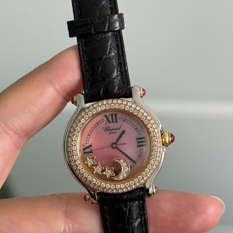 蕭邦 Chopard HAPPY DIAMONDS快樂鑽系列 後鑽圈鑲鑽 女士腕表 32.5 mm-1