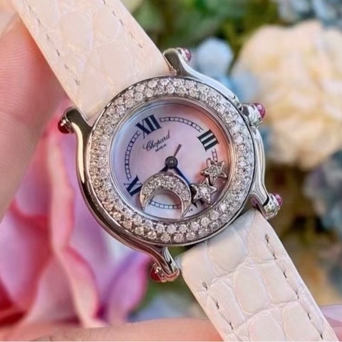 蕭邦 Chopard HAPPY DIAMONDS快樂鑽系列 後鑽圈鑲鑽 女士腕表 26 mm