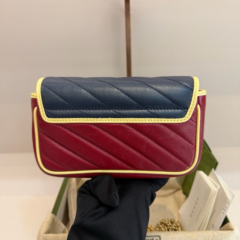 99.9新Gucci 古馳GGmarmont系列 拼色mini號鏈條包 單肩斜挎包,尺寸:17x1-2