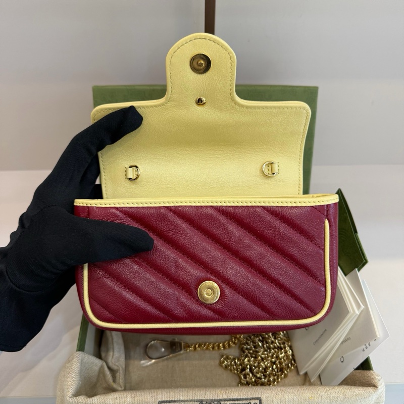 99.9新Gucci 古馳GGmarmont系列 拼色mini號鏈條包 單肩斜挎包,尺寸:17x1-3