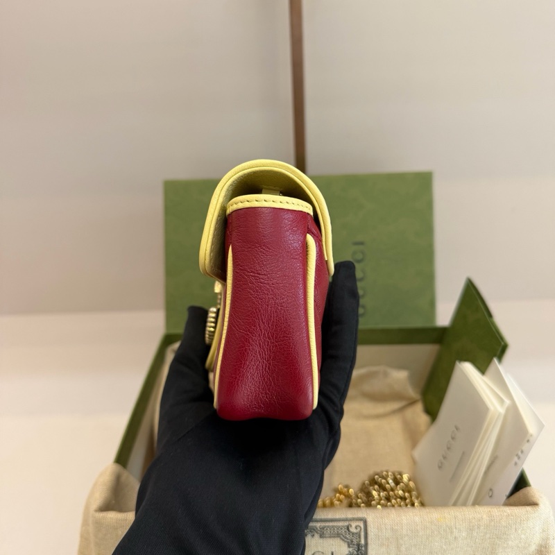 99.9新Gucci 古馳GGmarmont系列 拼色mini號鏈條包 單肩斜挎包,尺寸:17x1-4