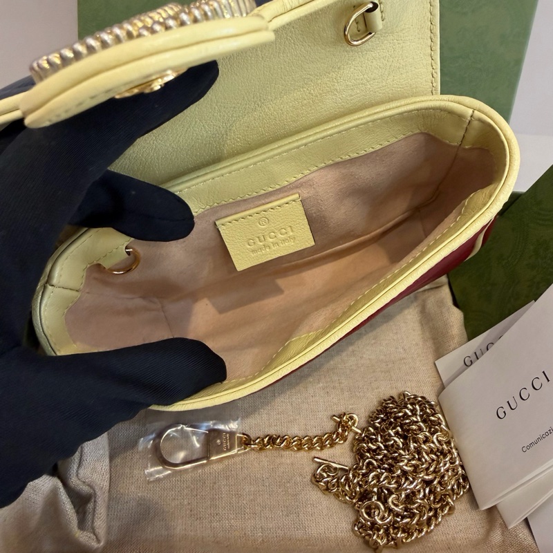 99.9新Gucci 古馳GGmarmont系列 拼色mini號鏈條包 單肩斜挎包,尺寸:17x1-7