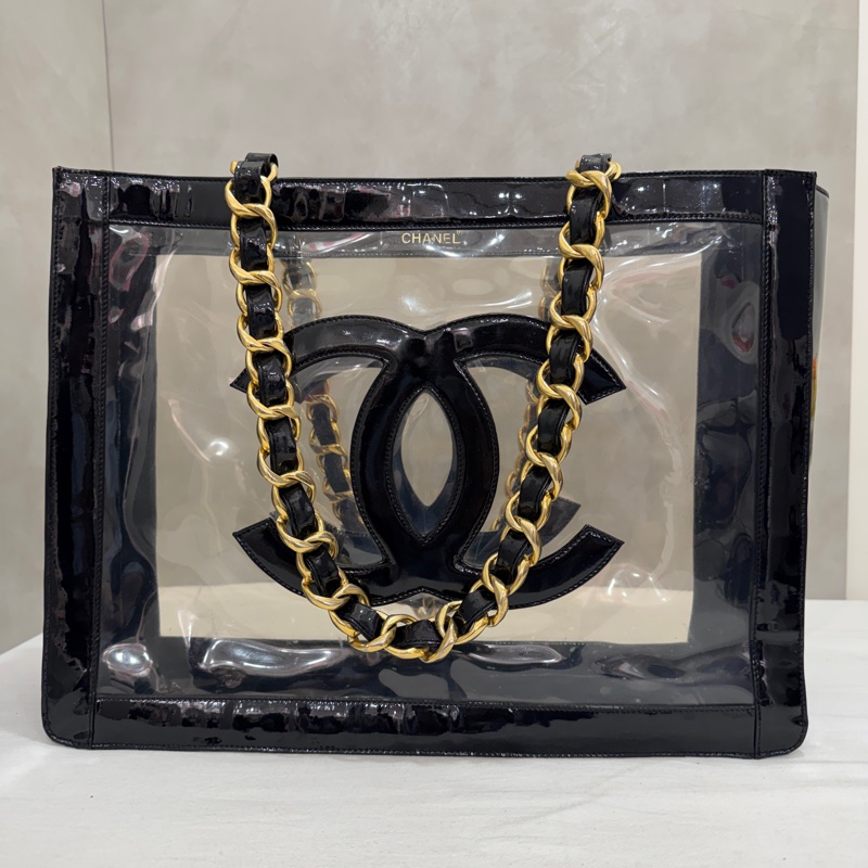 Chanel 香奈兒 透明鏈條托特包 二手 中古 vintage-7