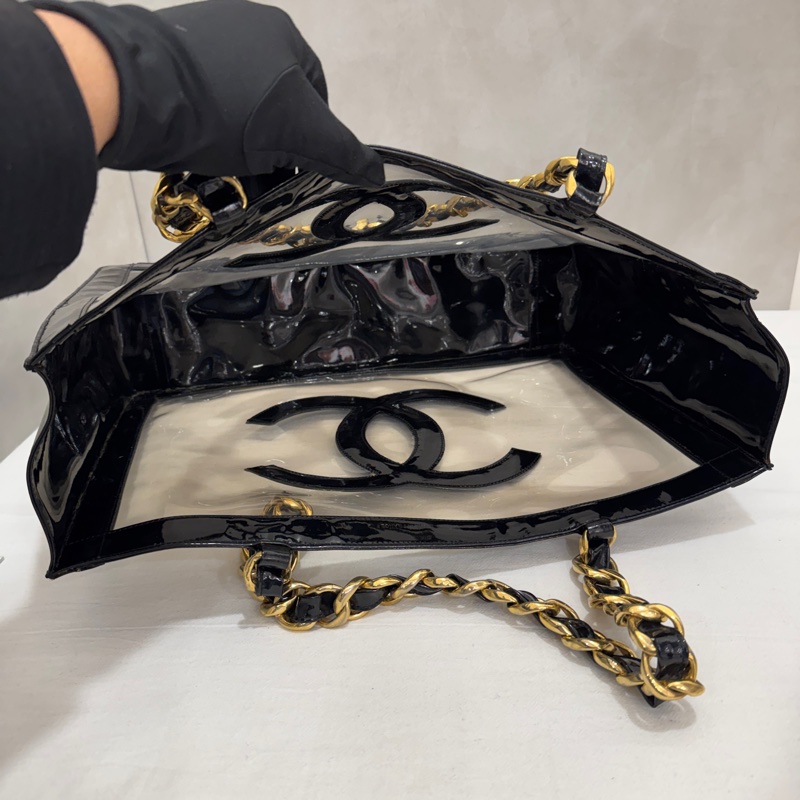 Chanel 香奈兒 透明鏈條托特包 二手 中古 vintage-3