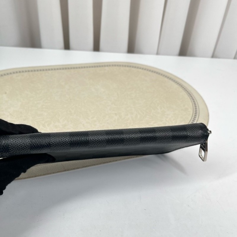 LV路易威登 長款棋盤格拉鏈錢包 內裡整潔 卡位多 容量大-10