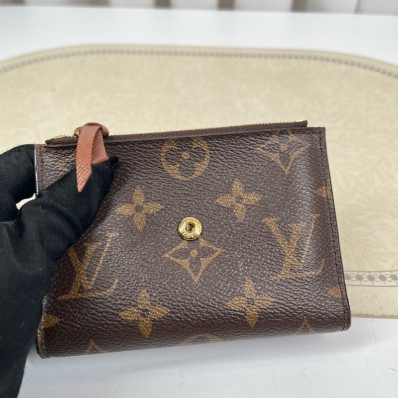 LV路易威登 老花短款三折疊豆豆錢包 經典老花配棕色內裡 內裡有隔層 可放現金-4