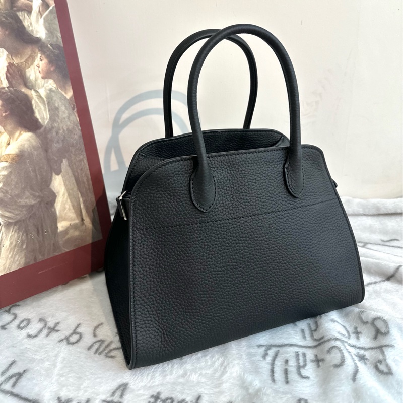 【全🆕】THE ROW Margaux 10 小牛皮 手提包黑色-0