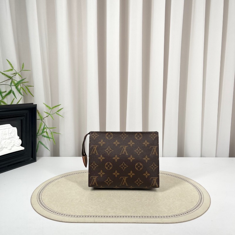 LV路易威登 老花洗漱包手拿包 經典老花 金色五金 拉鍊順滑 容量合適 日常通勤百搭實用-1