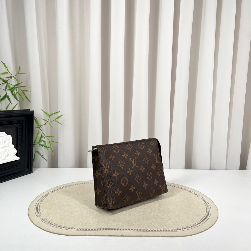 LV路易威登 老花洗漱包手拿包 經典老花 金色五金 拉鍊順滑 容量合適 日常通勤百搭實用-3