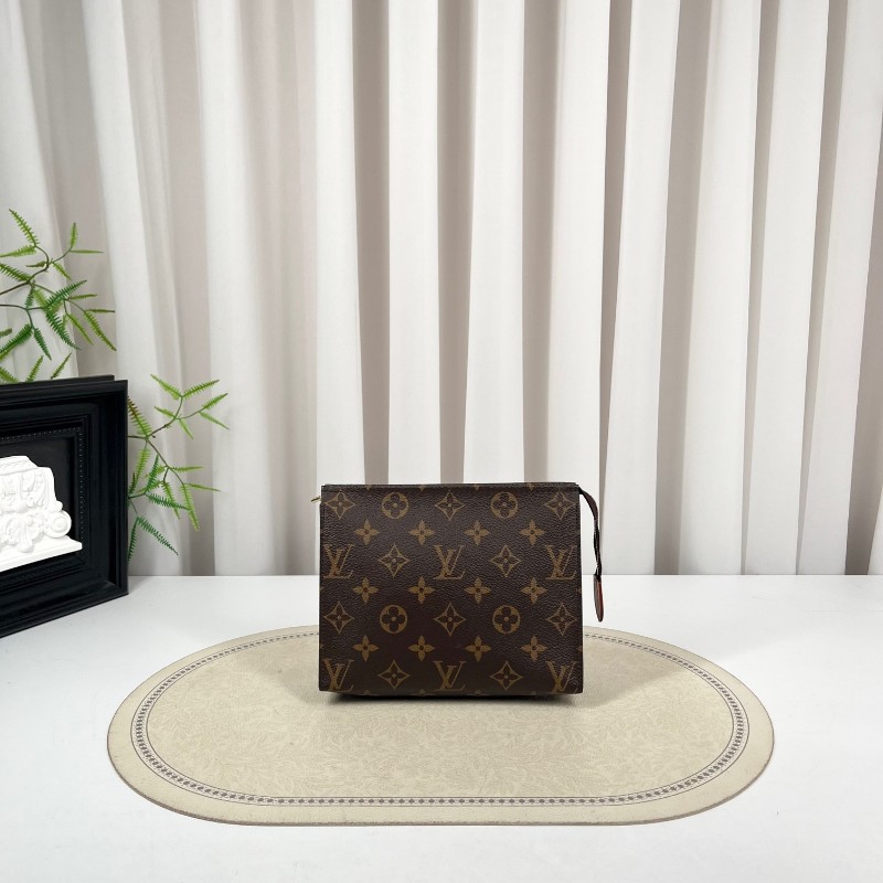 LV路易威登 老花洗漱包手拿包 經典老花 金色五金 拉鍊順滑 容量合適 日常通勤百搭實用-5