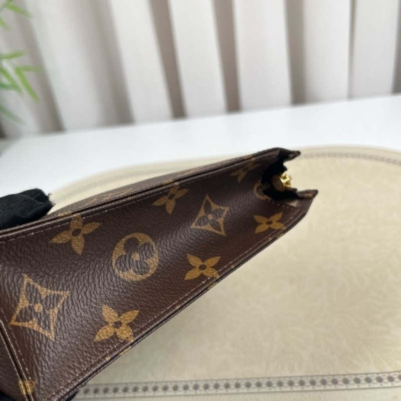 LV路易威登 老花洗漱包手拿包 經典老花 金色五金 拉鍊順滑 容量合適 日常通勤百搭實用-11