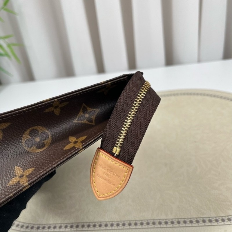 LV路易威登 老花洗漱包手拿包 經典老花 金色五金 拉鍊順滑 容量合適 日常通勤百搭實用-14