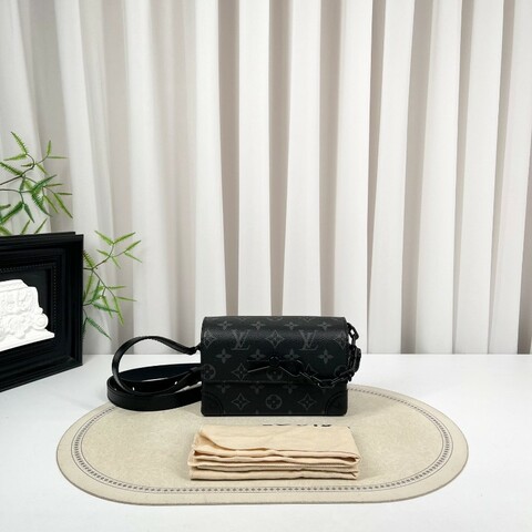 LV路易威登 芯片款 Steamer黑武士曲別針迴形針盒子包 經典老花 黑色 鏈條裝飾 單肩斜挎都可以