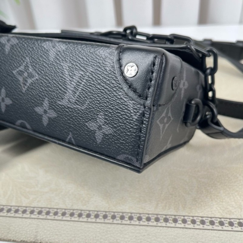 LV路易威登 芯片款 Steamer黑武士曲別針迴形針盒子包 經典老花 黑色 鏈條裝飾 單肩斜挎都可以-8