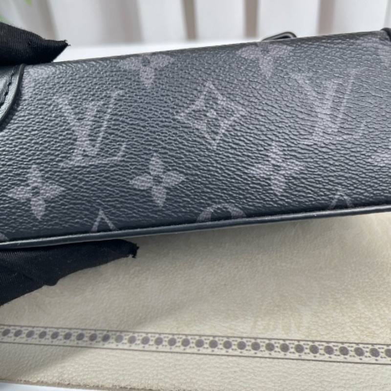 LV路易威登 芯片款 Steamer黑武士曲別針迴形針盒子包 經典老花 黑色 鏈條裝飾 單肩斜挎都可以-9