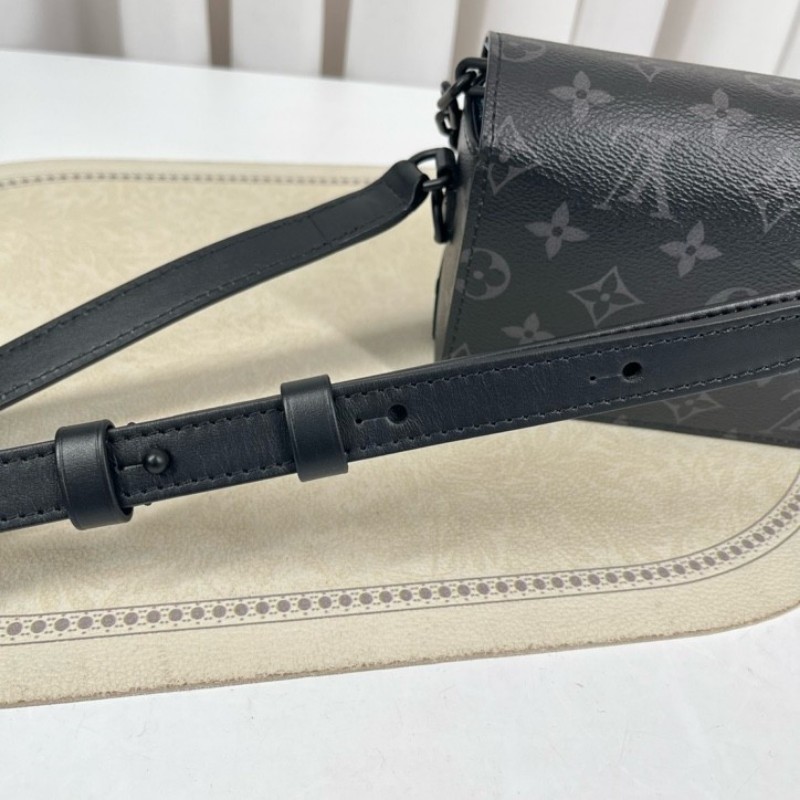 LV路易威登 芯片款 Steamer黑武士曲別針迴形針盒子包 經典老花 黑色 鏈條裝飾 單肩斜挎都可以-13