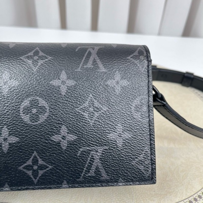 LV路易威登 芯片款 Steamer黑武士曲別針迴形針盒子包 經典老花 黑色 鏈條裝飾 單肩斜挎都可以-18