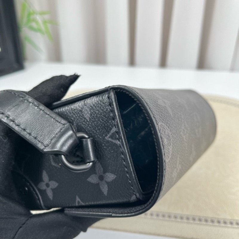 LV路易威登 芯片款 Steamer黑武士曲別針迴形針盒子包 經典老花 黑色 鏈條裝飾 單肩斜挎都可以-21