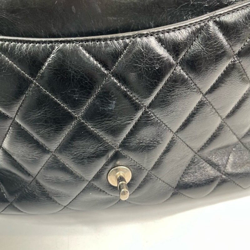 sh zym CHANEL香奈兒 20開 黑銀油蠟皮壓克力手柄衣架包 容量大 包型立挺 時尚亮眼 經典百搭-15