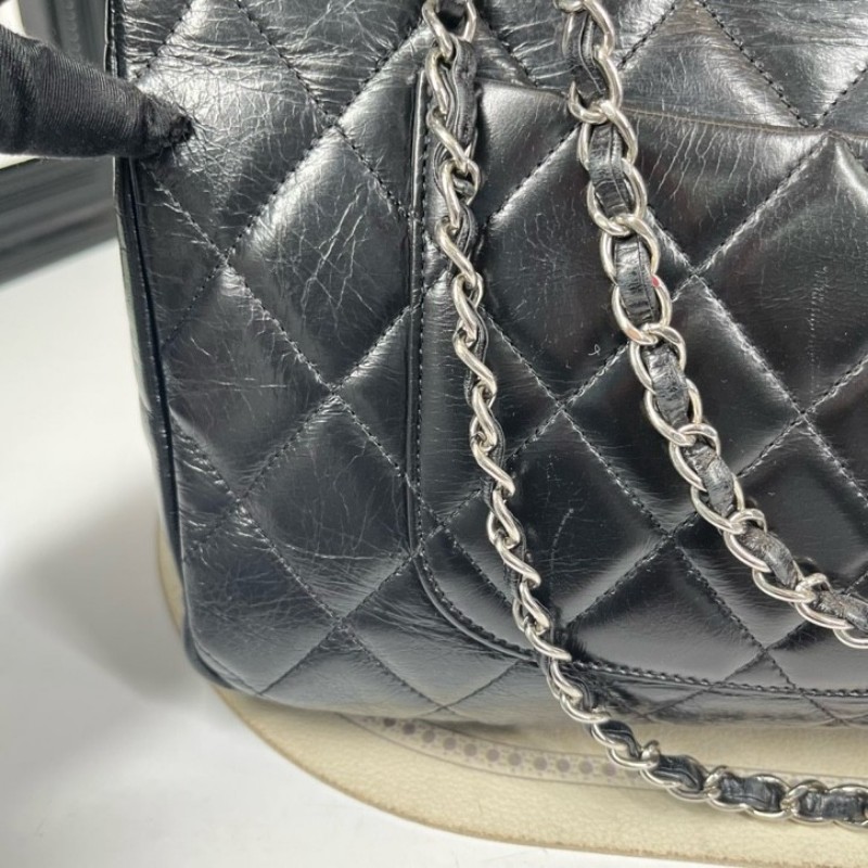 sh zym CHANEL香奈兒 20開 黑銀油蠟皮壓克力手柄衣架包 容量大 包型立挺 時尚亮眼 經典百搭-20