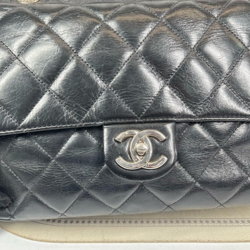 sh zym CHANEL香奈兒 20開 黑銀油蠟皮壓克力手柄衣架包 容量大 包型立挺 時尚亮眼 經典百搭-22