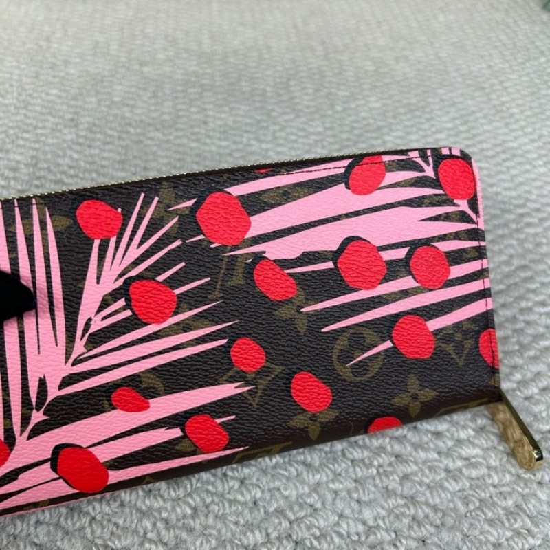 LV路易威登熱帶雨林長款錢包 金色五金 拉鏈開合 粉色內裡 卡位多 容量大 日常通勤百搭實用-7