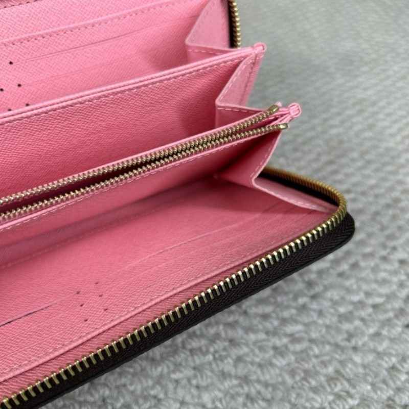 LV路易威登熱帶雨林長款錢包 金色五金 拉鏈開合 粉色內裡 卡位多 容量大 日常通勤百搭實用-12