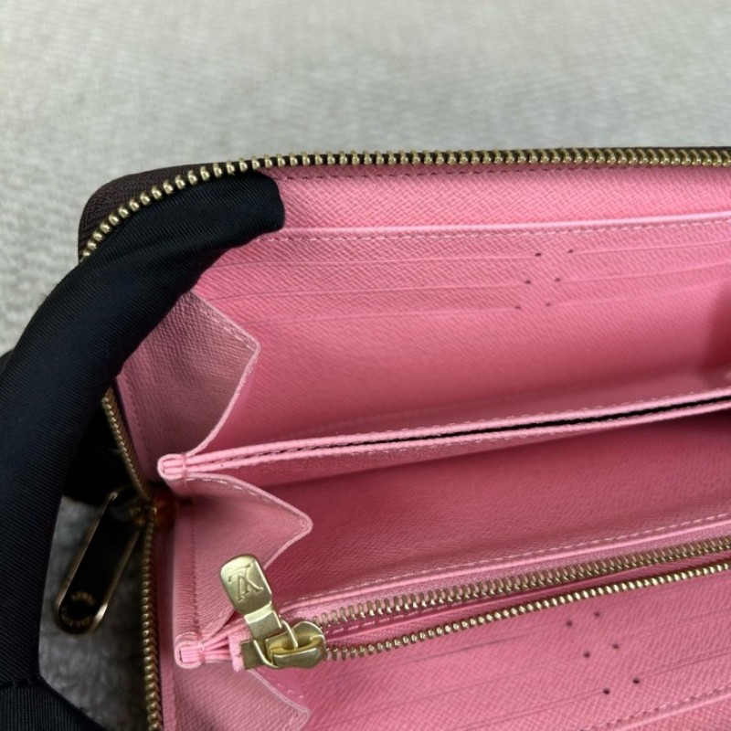 LV路易威登熱帶雨林長款錢包 金色五金 拉鏈開合 粉色內裡 卡位多 容量大 日常通勤百搭實用-14