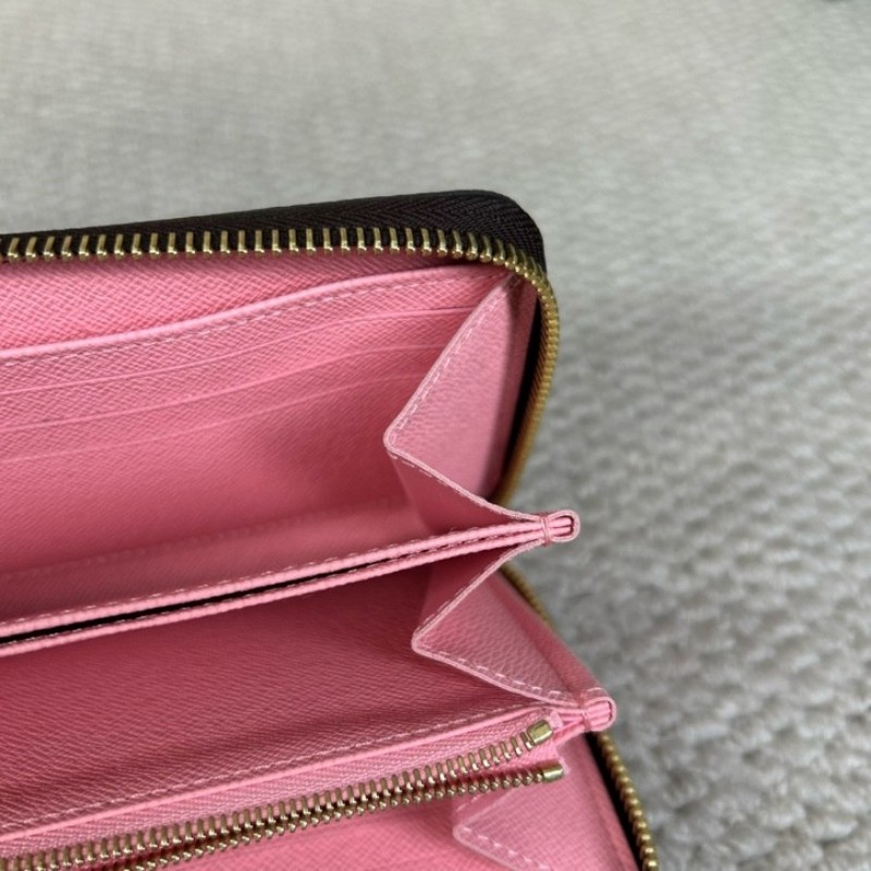 LV路易威登熱帶雨林長款錢包 金色五金 拉鏈開合 粉色內裡 卡位多 容量大 日常通勤百搭實用-16