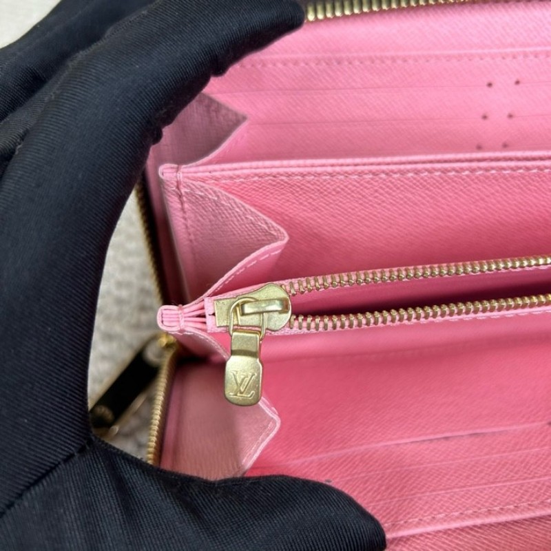 LV路易威登熱帶雨林長款錢包 金色五金 拉鏈開合 粉色內裡 卡位多 容量大 日常通勤百搭實用-21