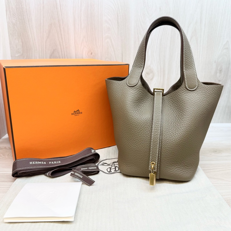 Hermes 🩶18大象灰TC皮Picotin18/W刻-0