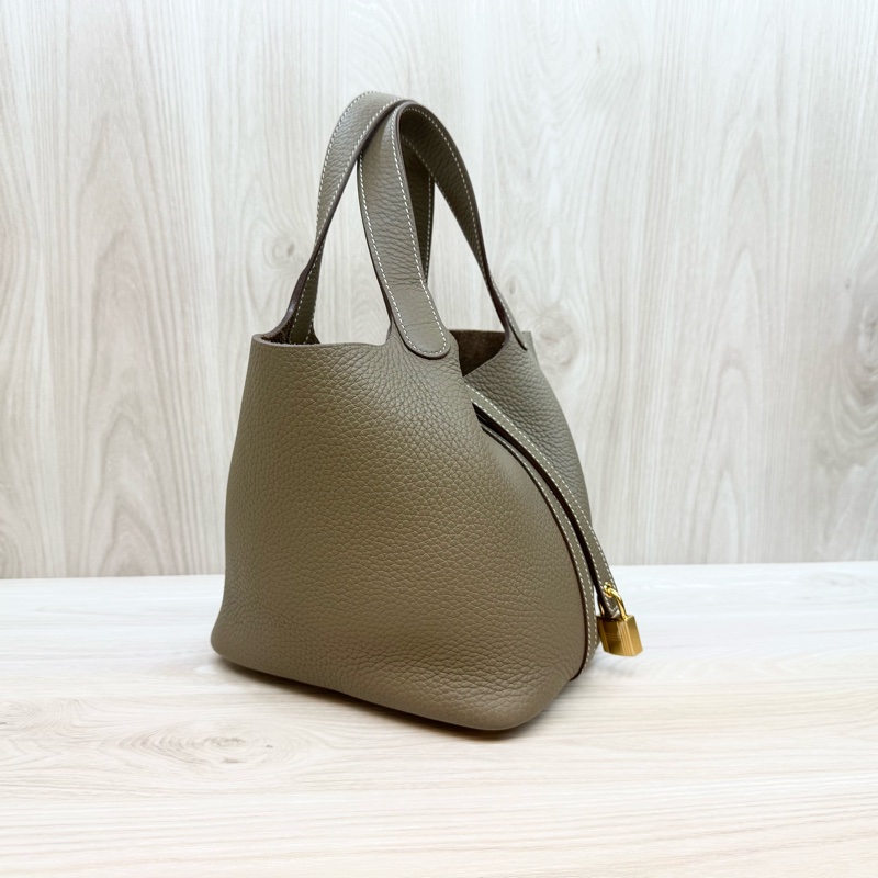 Hermes 🩶18大象灰TC皮Picotin18/W刻-4