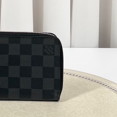 LV路易威登 長款棋盤格拉鍊錢包 內里整潔 男女同款-3