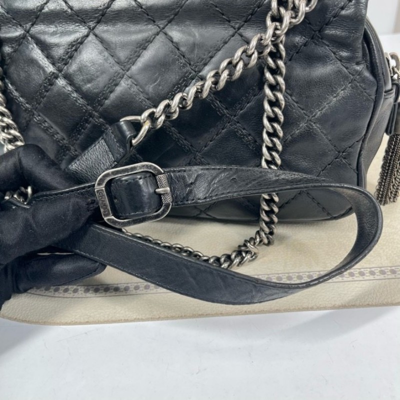 CHANEL香奈兒 18開 限定款愛丁堡系列 流蘇鏈條包 可單肩可斜挎 紅色內裡 復古有氣質 容量適中-12