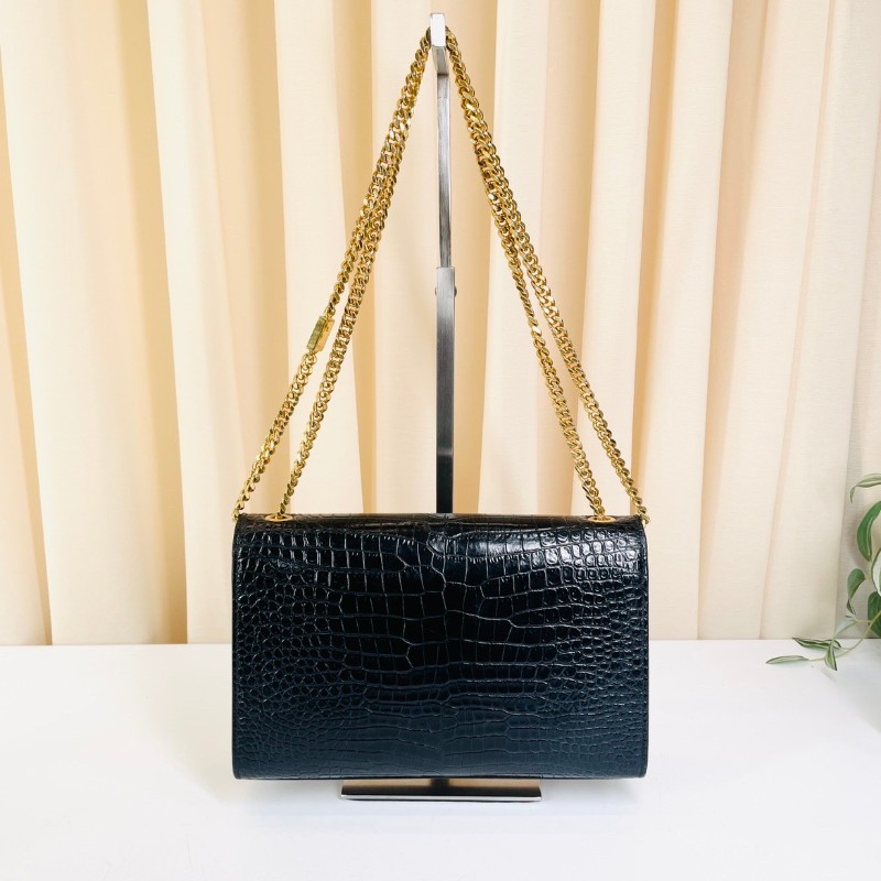 專櫃價2.6折!YSL聖羅蘭 Kate 鱷魚壓紋黑金流蘇 單肩斜挎鏈條包 流蘇的靈動性很強 上身超有氣質-9