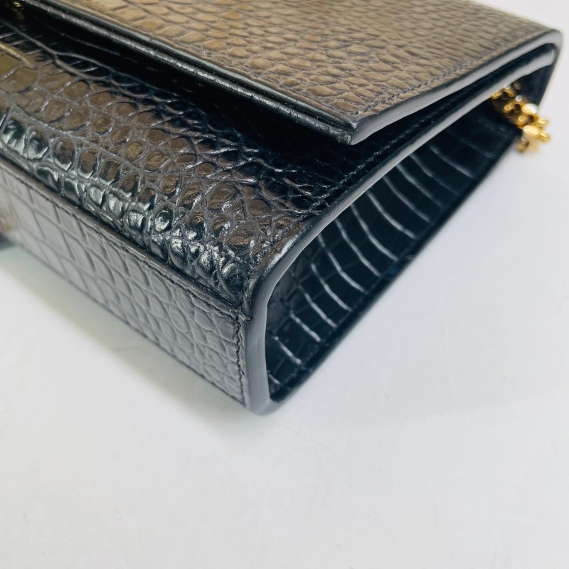 專櫃價2.6折!YSL聖羅蘭 Kate 鱷魚壓紋黑金流蘇 單肩斜挎鏈條包 流蘇的靈動性很強 上身超有氣質-10