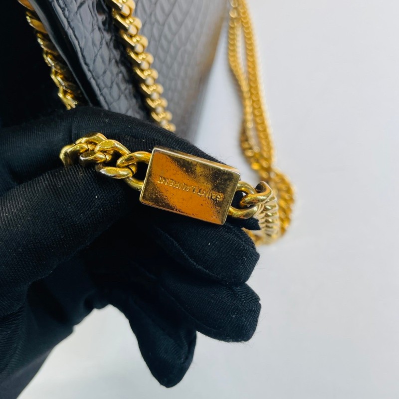 專櫃價2.6折!YSL聖羅蘭 Kate 鱷魚壓紋黑金流蘇 單肩斜挎鏈條包 流蘇的靈動性很強 上身超有氣質-26