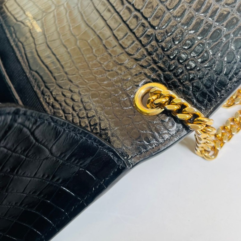 專櫃價2.6折!YSL聖羅蘭 Kate 鱷魚壓紋黑金流蘇 單肩斜挎鏈條包 流蘇的靈動性很強 上身超有氣質-27