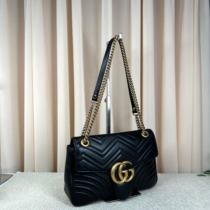 GUCCI古馳馬蒙30單肩斜挎包 古金色的經典雙G標誌 整體飽滿又精緻 出門輕便又百搭-1