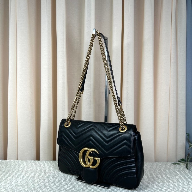 GUCCI古馳馬蒙30單肩斜挎包 古金色的經典雙G標誌 整體飽滿又精緻 出門輕便又百搭-2