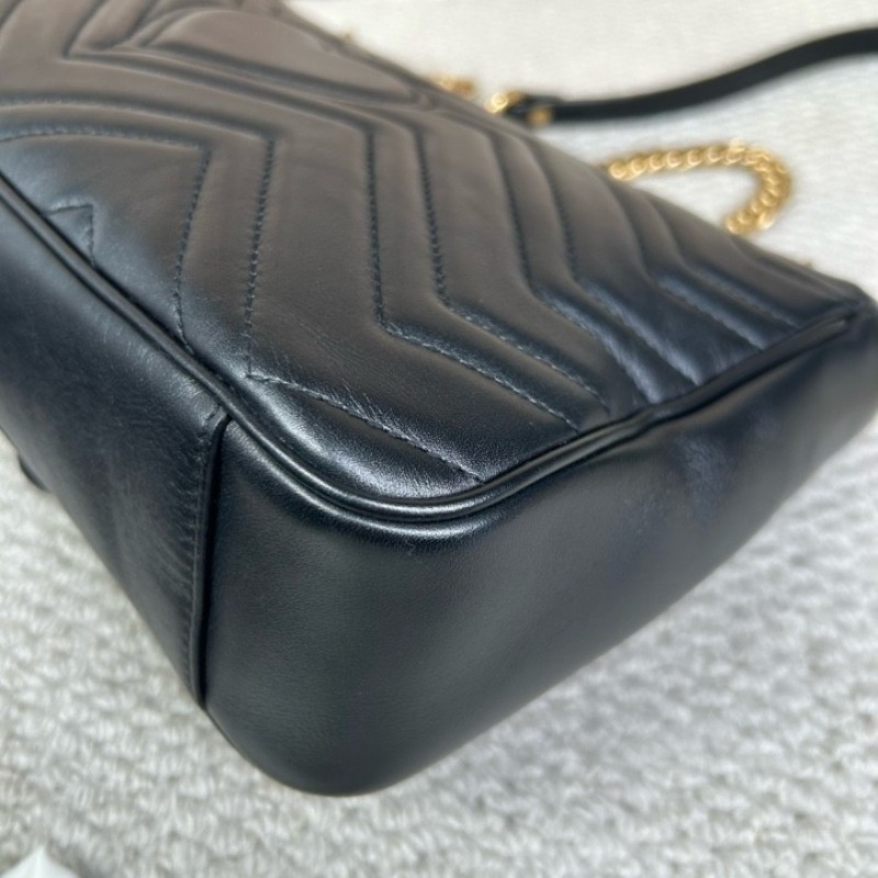 GUCCI古馳馬蒙30單肩斜挎包 古金色的經典雙G標誌 整體飽滿又精緻 出門輕便又百搭-8