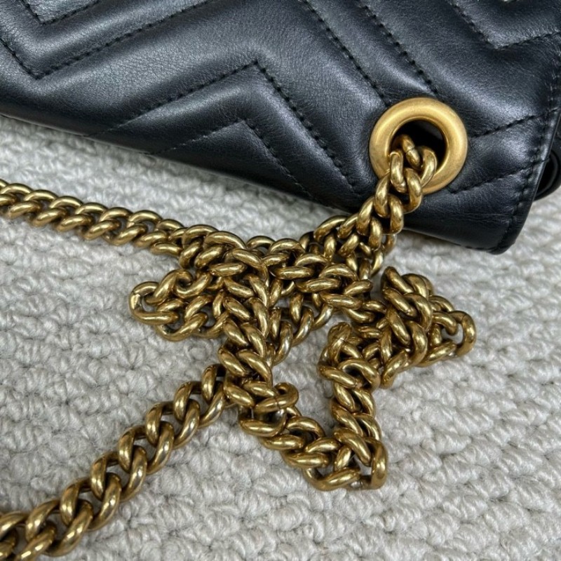 GUCCI古馳馬蒙30單肩斜挎包 古金色的經典雙G標誌 整體飽滿又精緻 出門輕便又百搭-17