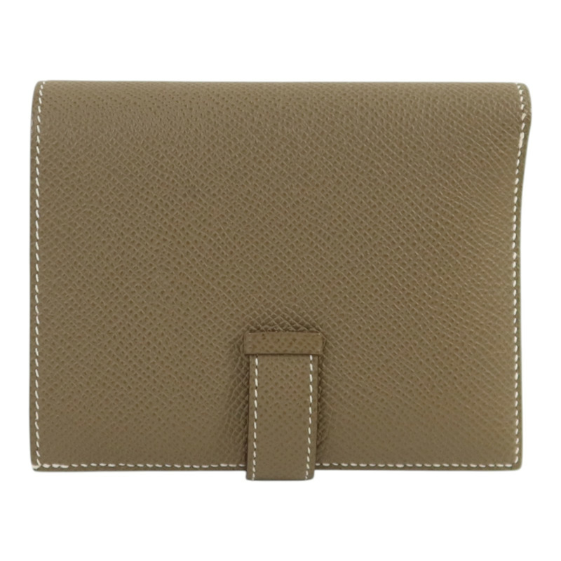HERMES 【Hermes Fair】Epsom皮革Bearn Compact Wallet金扣錢包Etoupe-1